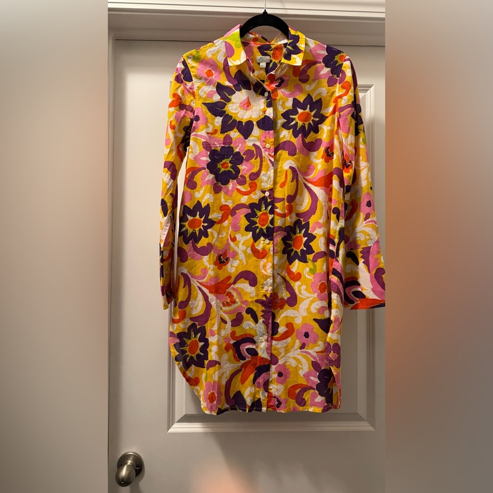 J. Crew Orange Bell Sleeve Resort Dress